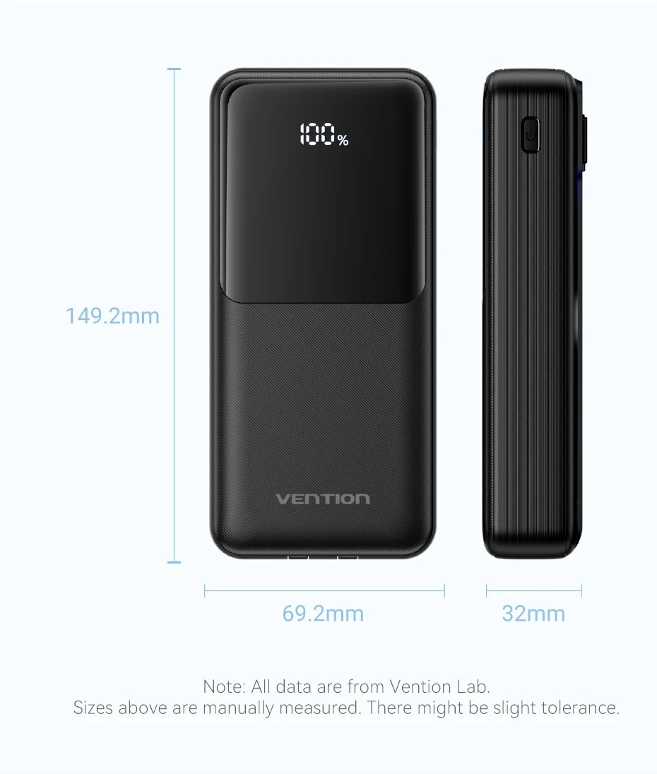 Vention 22,5 W Power Bank 20000mAh 10000mAh cargador rápido portátil PowerBank para iPhone 15 14 13 Pro Max Xiaomi Samsung carga