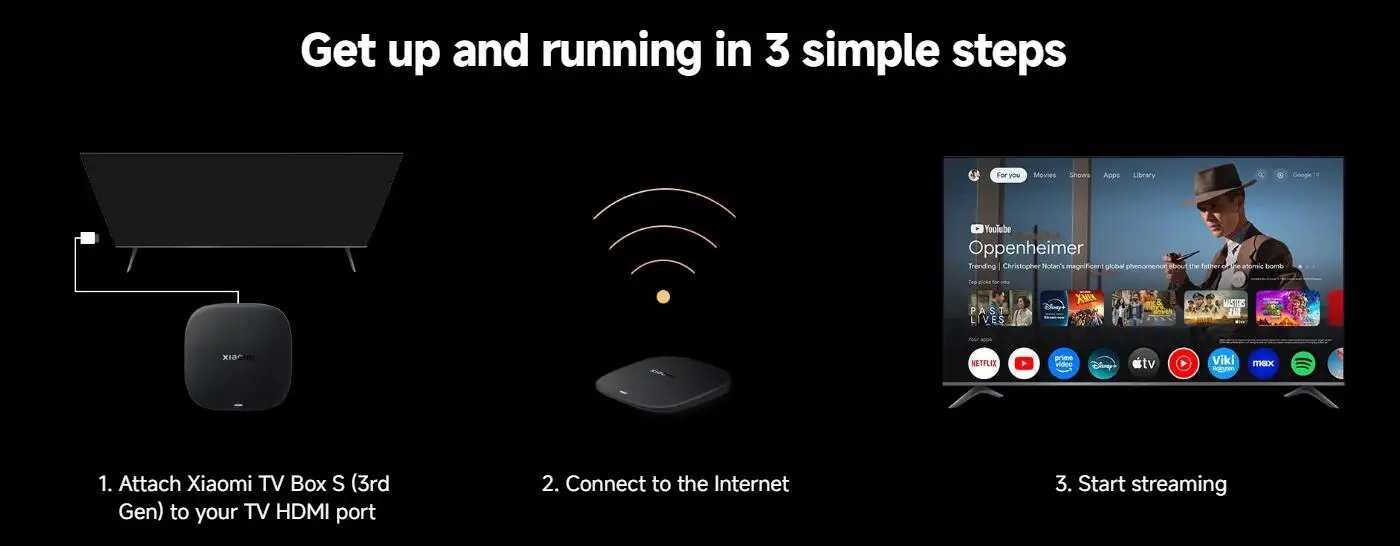 Nuevo Xiaomi TV Box S 3rd Gen, Smart Android TV Box 4K UHD reproductor multimedia, Dolby Vision HDR10 + asistente de Google decodificador de TV de Google