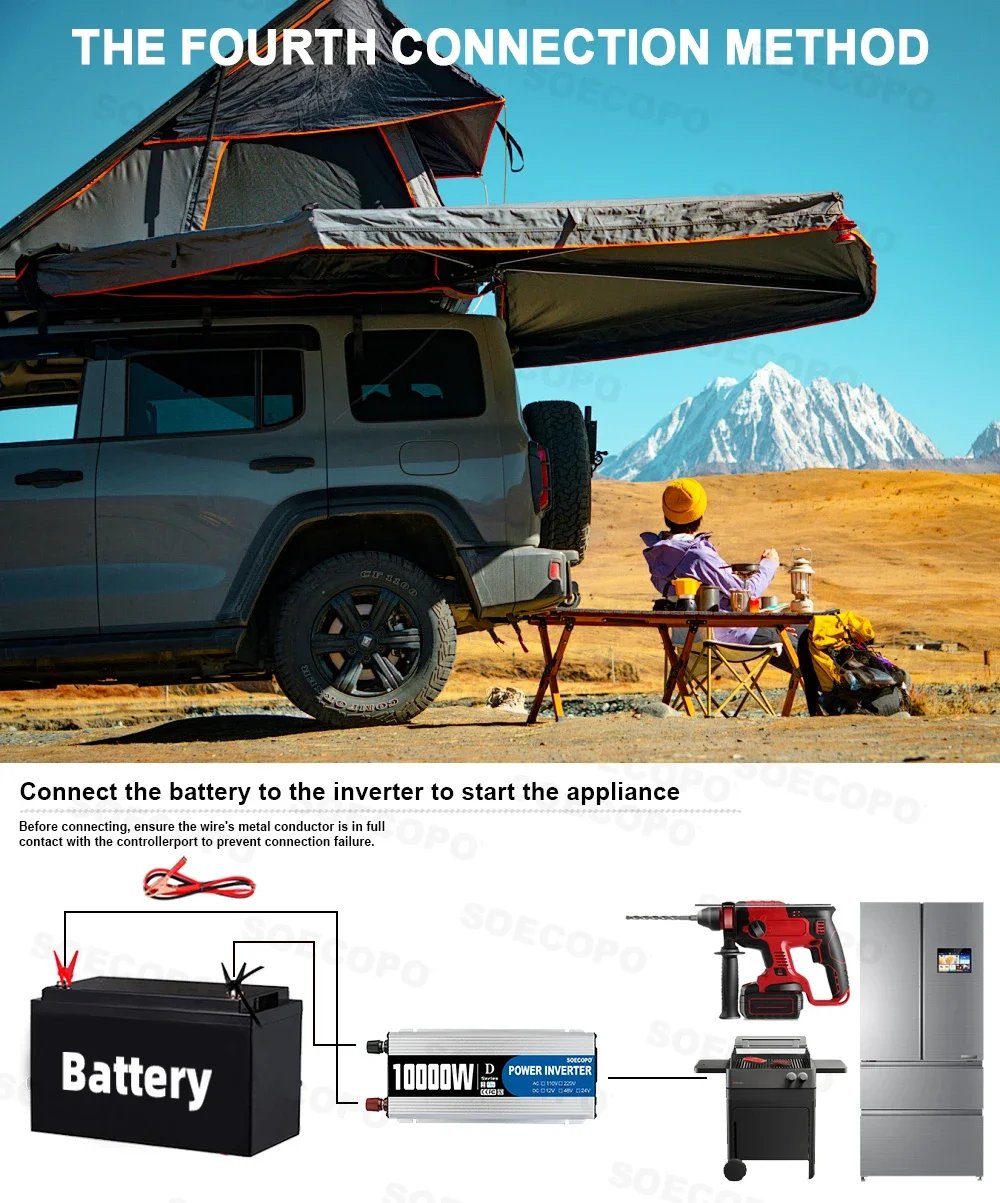 SOECOPO 10000W Kit Solar Portátil Completo DC 12V - AC 110V/220V Inversor Kit Completo de Energía Solar Hogar RV 100A Controlador Camping