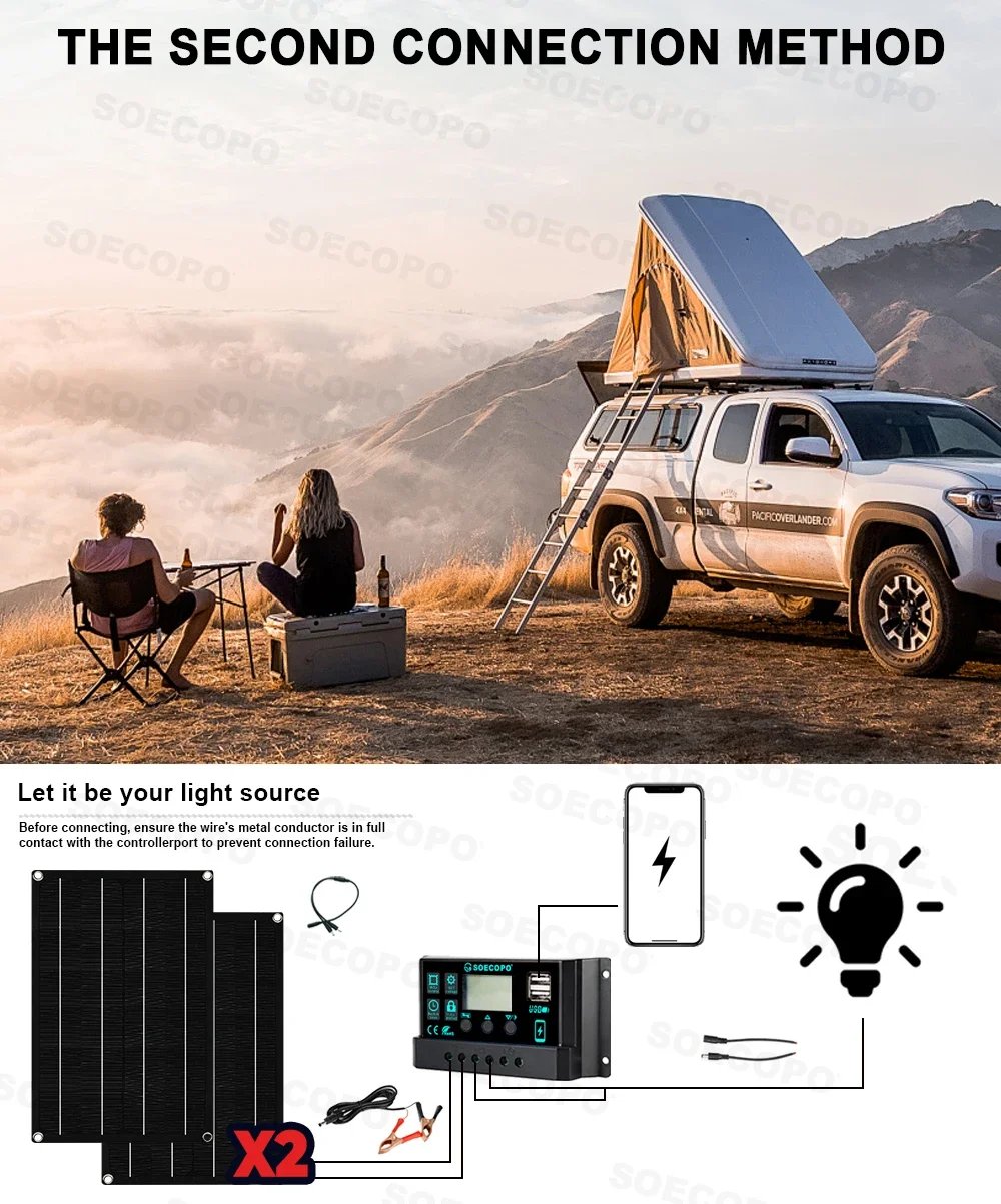 SOECOPO 10000W Kit Solar Portátil Completo DC 12V - AC 110V/220V Inversor Kit Completo de Energía Solar Hogar RV 100A Controlador Camping