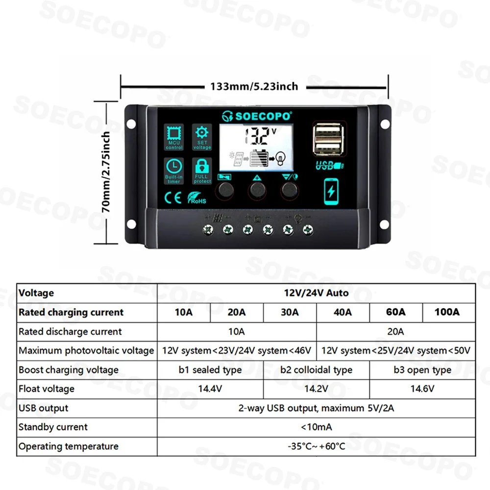 SOECOPO 10000W Kit Solar Portátil Completo DC 12V - AC 110V/220V Inversor Kit Completo de Energía Solar Hogar RV 100A Controlador Camping