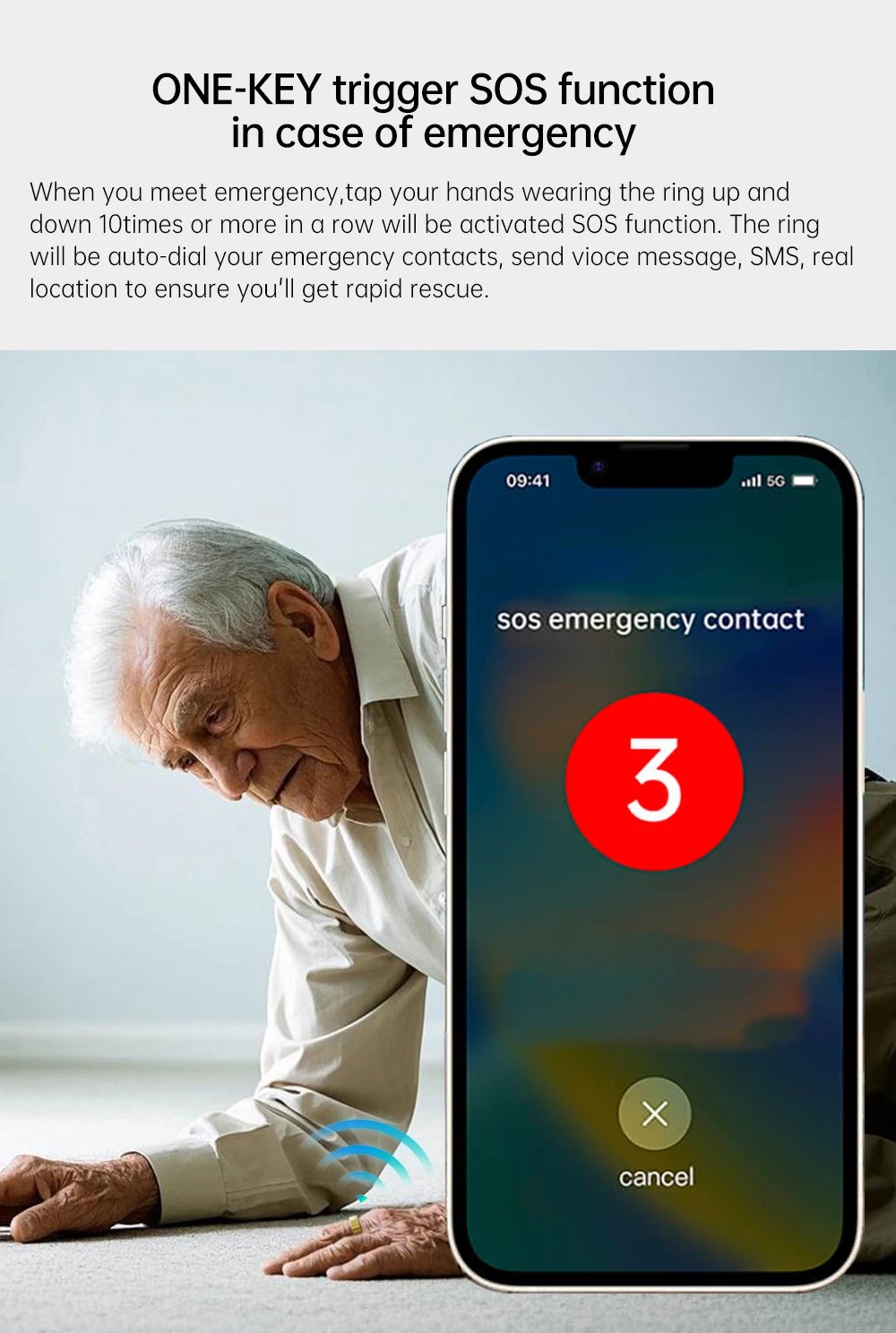 Anillo Inteligente con Vibración, Notificaciones de Llamadas y Mensajes, Alerta Silenciosa, Monitoreo de Ritmo Cardíaco y Estrés