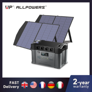 ALLPOWERS S2000 Pro Generador para exteriores Estación de energía portátil MPPT de 2400 W con paneles solares plegables de 4 x 100 W para camping RV, hogar