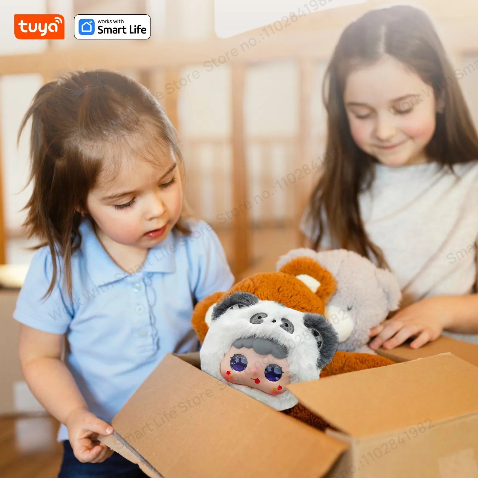 Robot de peluche inteligente Tuya AI con ojos LED y Control por voz, juguete inteligente interactivo, compañero recargable por USB para regalos de niños/casa inteligente