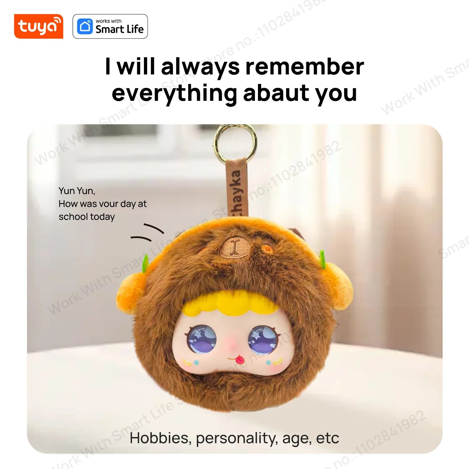 Robot de peluche inteligente Tuya AI con ojos LED y Control por voz, juguete inteligente interactivo, compañero recargable por USB para regalos de niños/casa inteligente