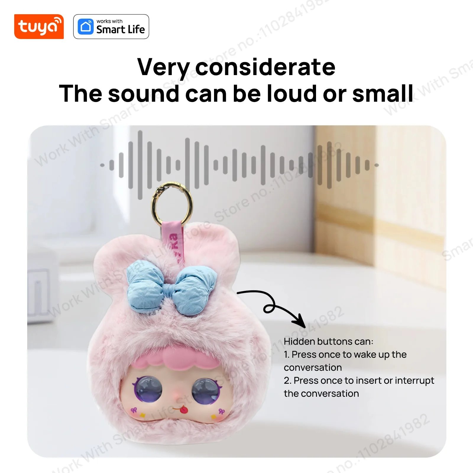 Robot de peluche inteligente Tuya AI con ojos LED y Control por voz, juguete inteligente interactivo, compañero recargable por USB para regalos de niños/casa inteligente