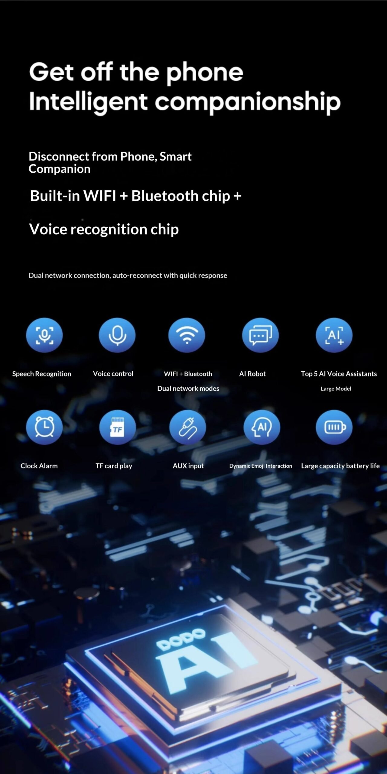 Ai Chat Robot 6 Ai Models Wifi Bluetooth Dual Mode Desktop Companion Night Light Clock Alarm Intelligent Office Assistance