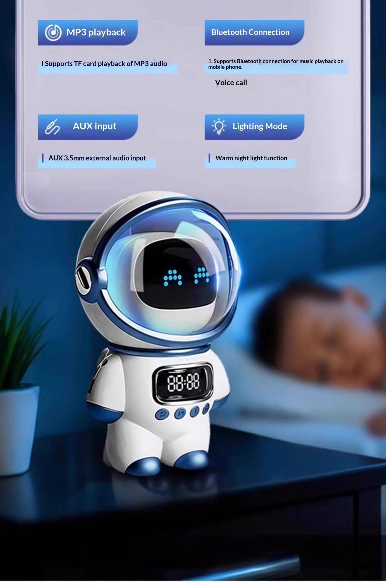 Ai Chat Robot 6 Ai Models Wifi Bluetooth Dual Mode Desktop Companion Night Light Clock Alarm Intelligent Office Assistance