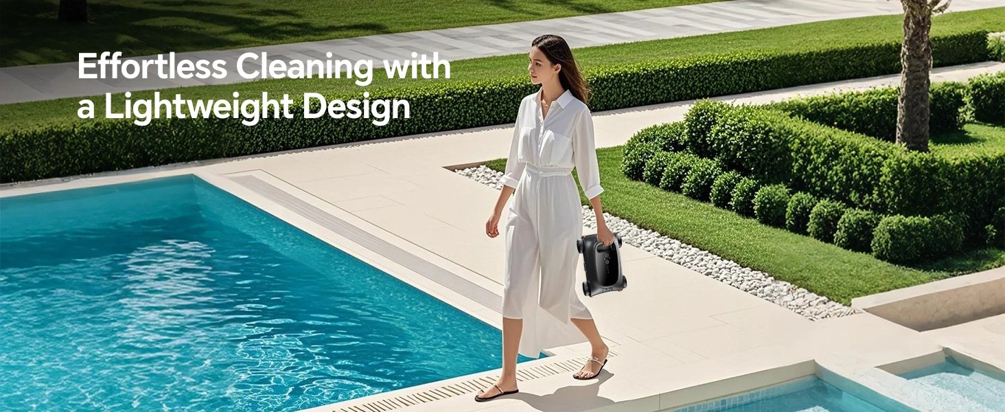 Grennix SAT 10 Robotic Pool Vacuum 180 Mins Running Up to 2000 Sq.ft, Dual 180W Brushless Motor, for Above/In Ground Pools