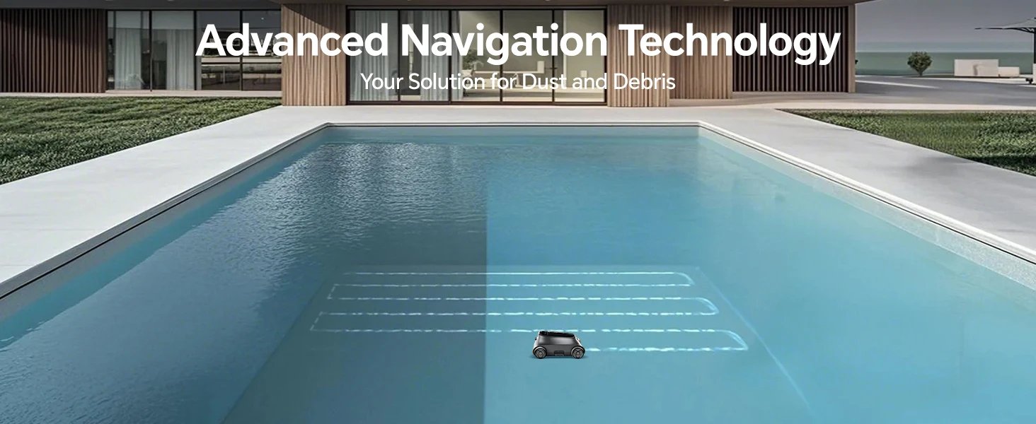 Grennix SAT 10 Robotic Pool Vacuum 180 Mins Running Up to 2000 Sq.ft, Dual 180W Brushless Motor, for Above/In Ground Pools