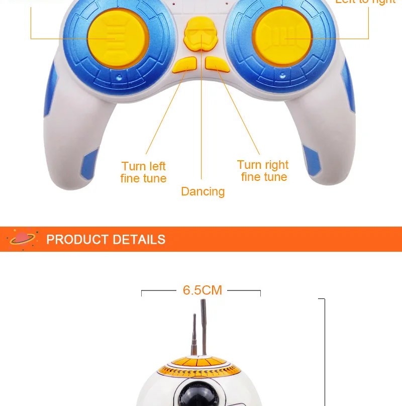 Intelligent RC Robots Remote Control 2.4G Action Figure Droid Ball With Sound RC Robot Car Electric Model Toys Gift For Children