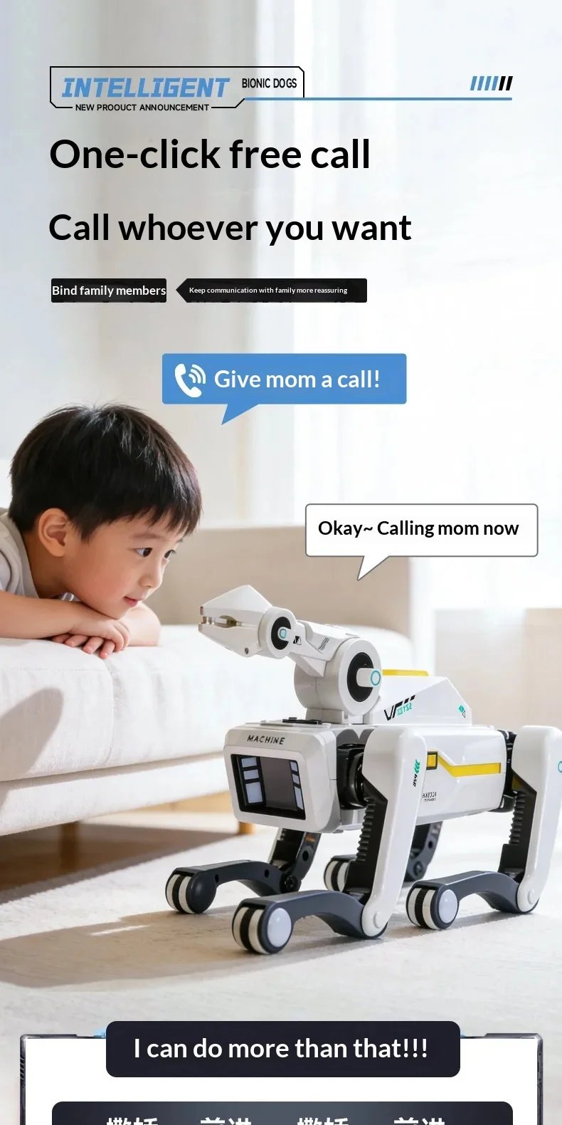 MACHINE 2026 Nuevo Robot Perro con IA, Brazo Mecánico Biónico, Control Remoto, Juguete Interactivo Eléctrico para Niños, Mascota de Compañía para el Hogar