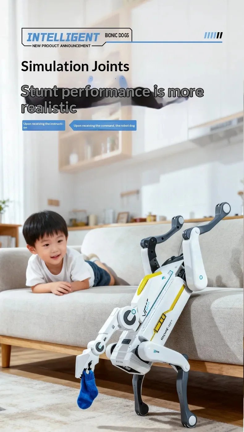 MACHINE 2026 Nuevo Robot Perro con IA, Brazo Mecánico Biónico, Control Remoto, Juguete Interactivo Eléctrico para Niños, Mascota de Compañía para el Hogar