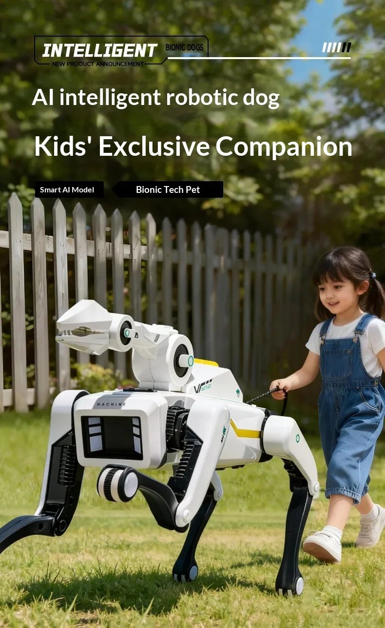 MACHINE 2026 Nuevo Robot Perro con IA, Brazo Mecánico Biónico, Control Remoto, Juguete Interactivo Eléctrico para Niños, Mascota de Compañía para el Hogar