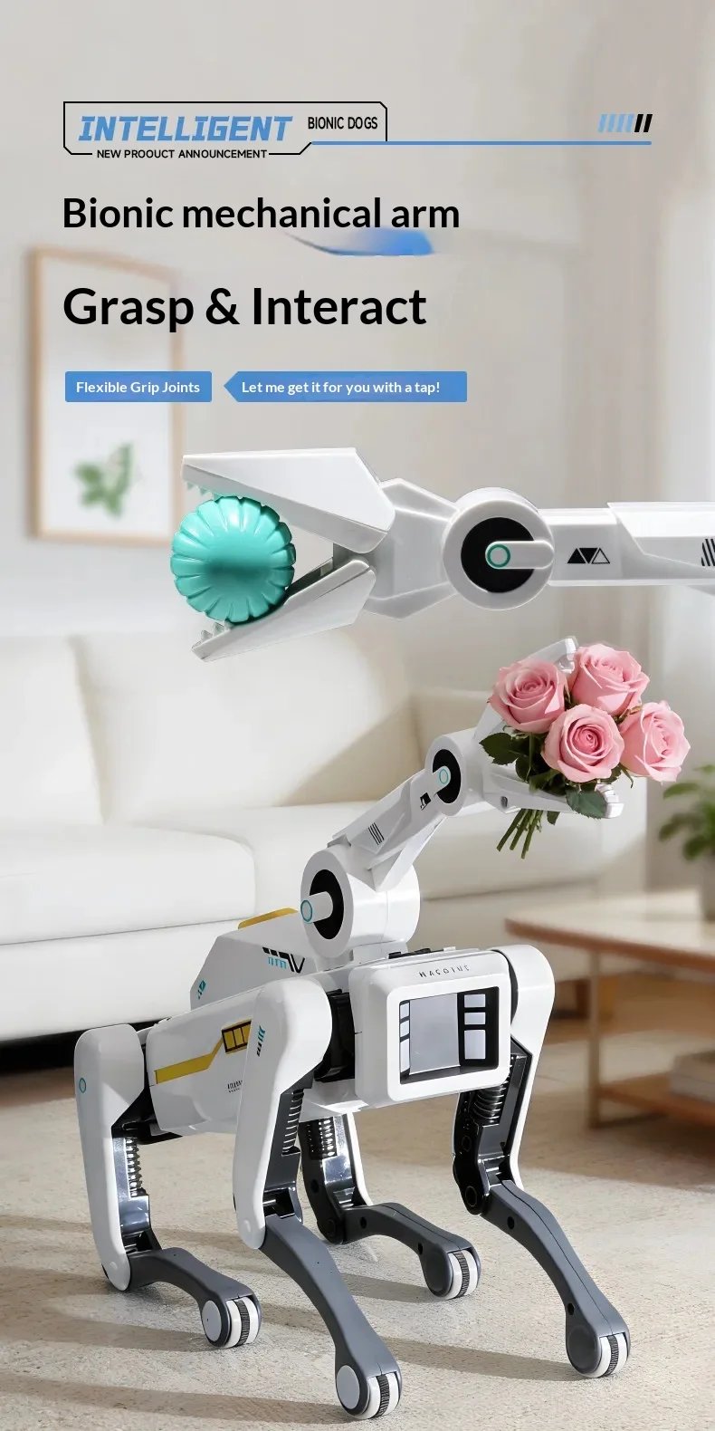 MACHINE 2026 Nuevo Robot Perro con IA, Brazo Mecánico Biónico, Control Remoto, Juguete Interactivo Eléctrico para Niños, Mascota de Compañía para el Hogar