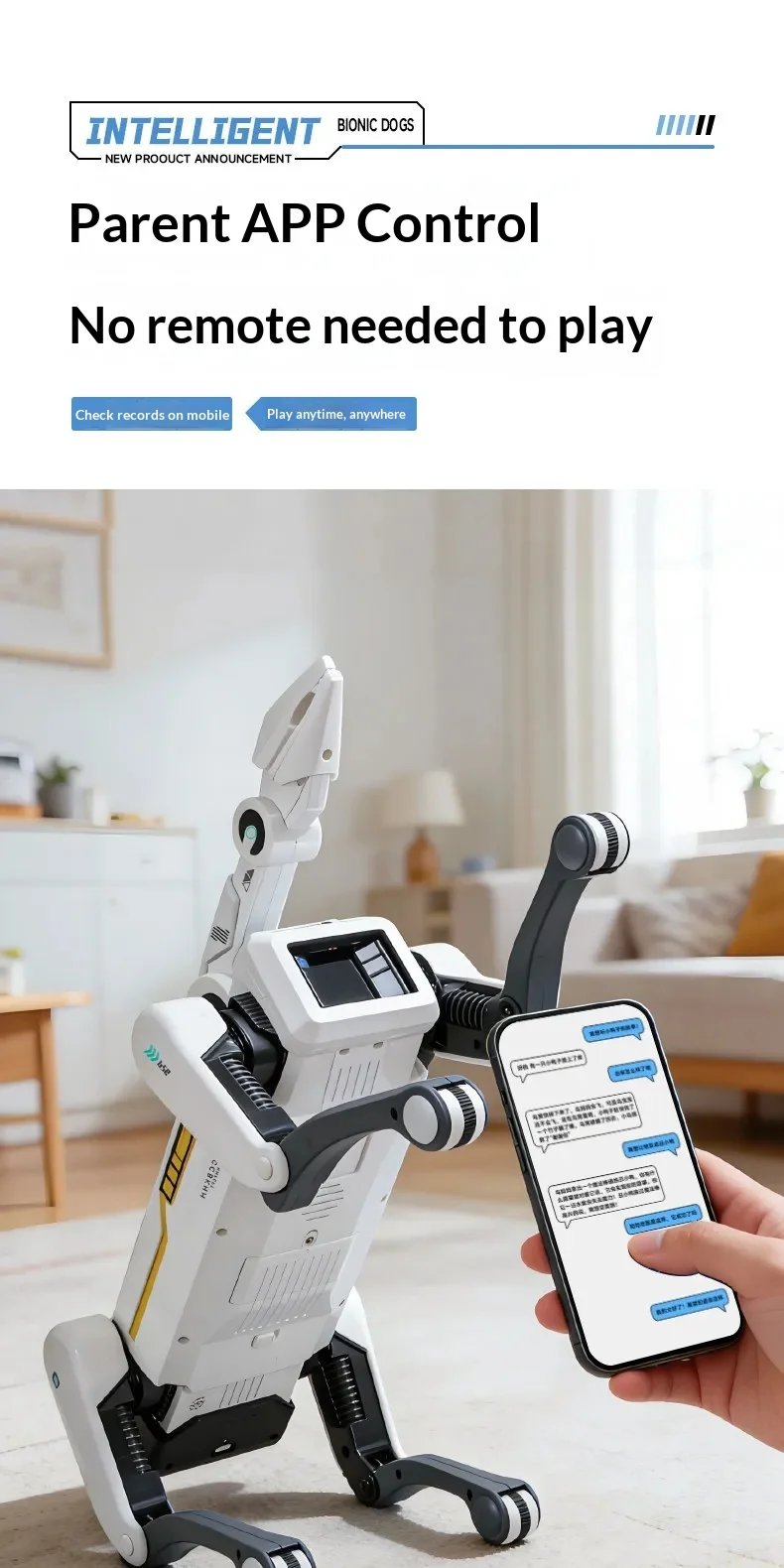 MACHINE 2026 Nuevo Robot Perro con IA, Brazo Mecánico Biónico, Control Remoto, Juguete Interactivo Eléctrico para Niños, Mascota de Compañía para el Hogar