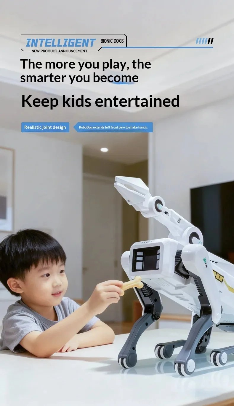 MACHINE 2026 Nuevo Robot Perro con IA, Brazo Mecánico Biónico, Control Remoto, Juguete Interactivo Eléctrico para Niños, Mascota de Compañía para el Hogar