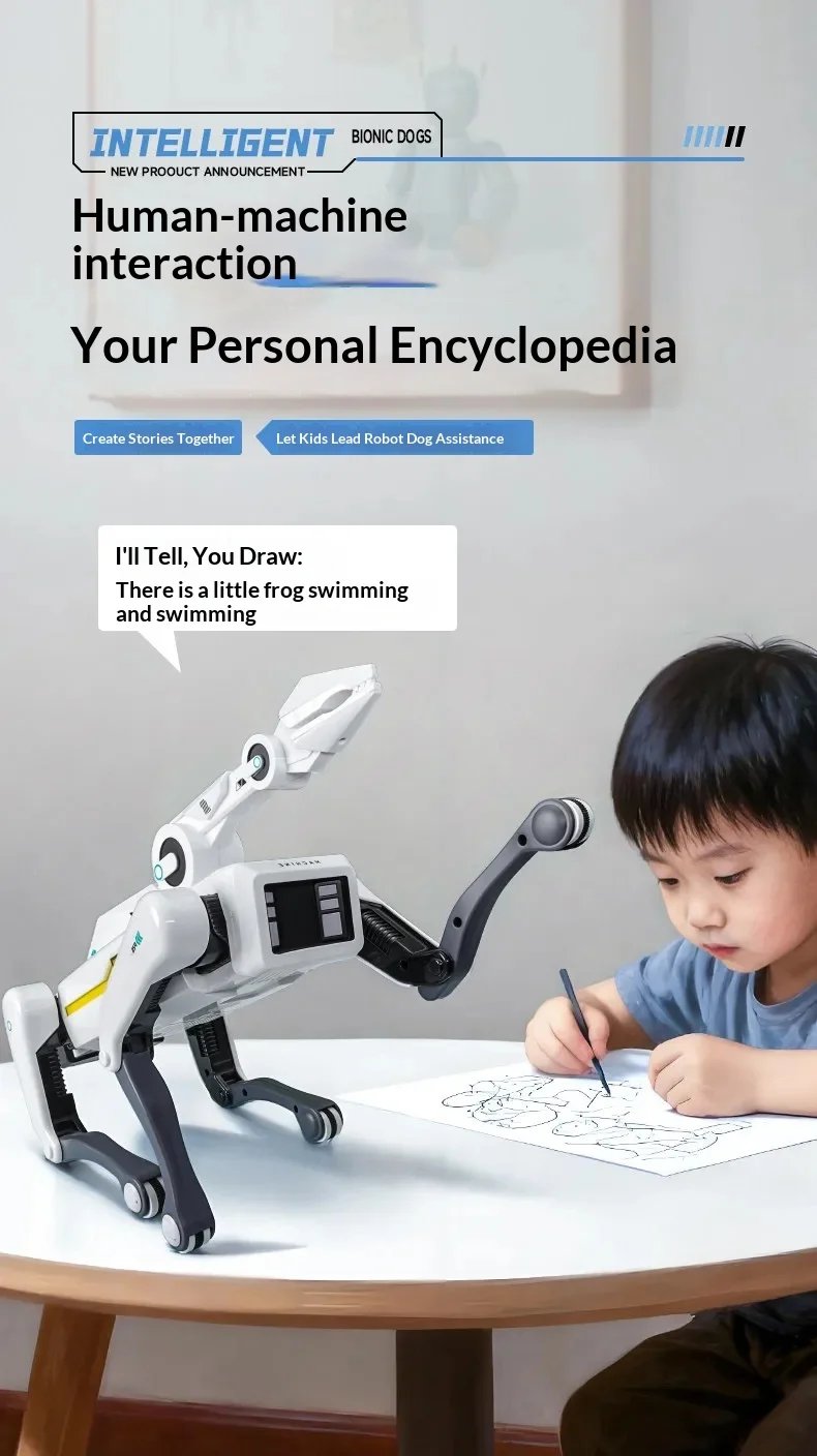 MACHINE 2026 Nuevo Robot Perro con IA, Brazo Mecánico Biónico, Control Remoto, Juguete Interactivo Eléctrico para Niños, Mascota de Compañía para el Hogar