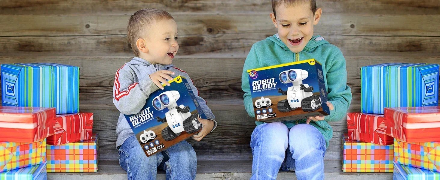 Robot de juguete con control remoto recargable con música, ojos LED, walkie talkie, robot de juguete para niños, robot RC para niños