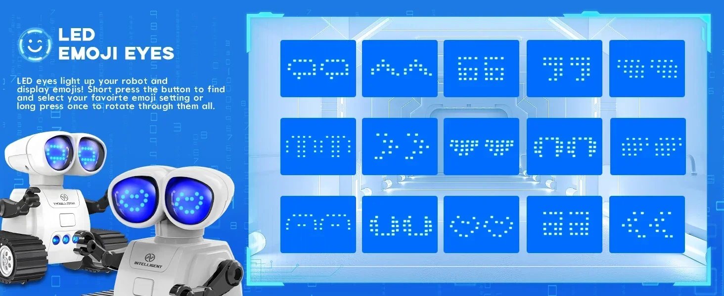 Robot de juguete con control remoto recargable con música, ojos LED, walkie talkie, robot de juguete para niños, robot RC para niños