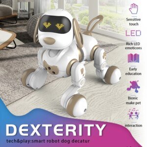 Divertido Robot RC, perro electrónico, perro acrobático, comando de voz, canción musical con sentido táctil, perro Robot para niños y niñas, juguetes para niños 18011