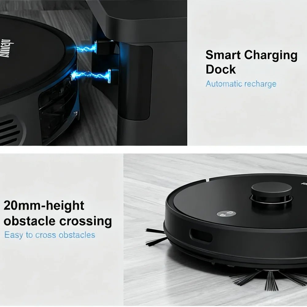 Arnagar S8 Robot Vacuum Cleaner LDS Laser Navigation Sweep＆Mop 6000Pa 3500mAh Low Noise APP Control