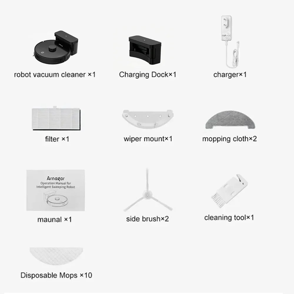 Arnagar S8 Robot Vacuum Cleaner LDS Laser Navigation Sweep＆Mop 6000Pa 3500mAh Low Noise APP Control