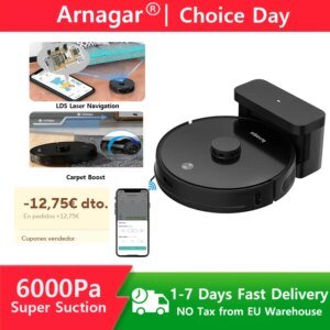 Arnagar S8 Robot Vacuum Cleaner LDS Laser Navigation Sweep＆Mop 6000Pa 3500mAh Low Noise APP Control