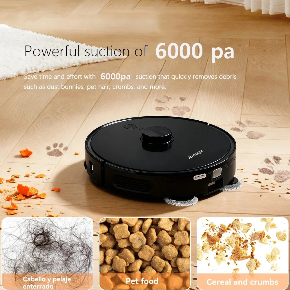 Arnagar S8 Robot Vacuum Cleaner LDS Laser Navigation Sweep＆Mop 6000Pa 3500mAh Low Noise APP Control