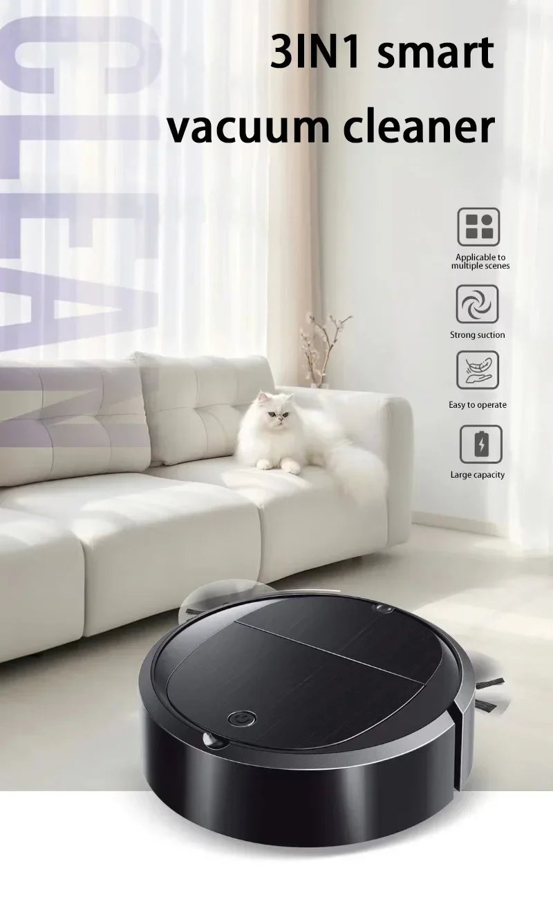 Long battery life Automatic Sweeping Robot Portable Mini Home Vacuum Cleaner USB Rechargeable Wet Dry 3-in-1 Sweeping Machine