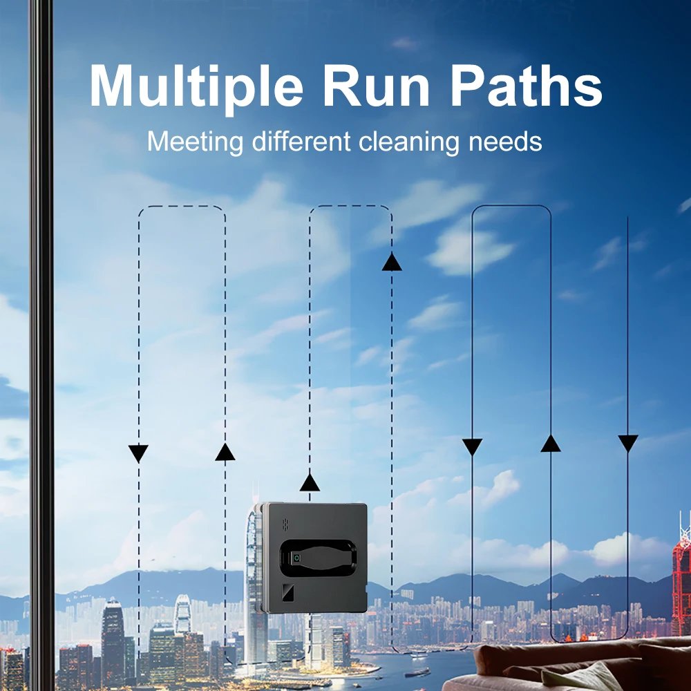 PuRuiKai Robot Window cleaner,Dual Water Spray,Smart Memory,High Vacuum Suction, Laser Sensor, Home Wall Glass Cleaning Robot