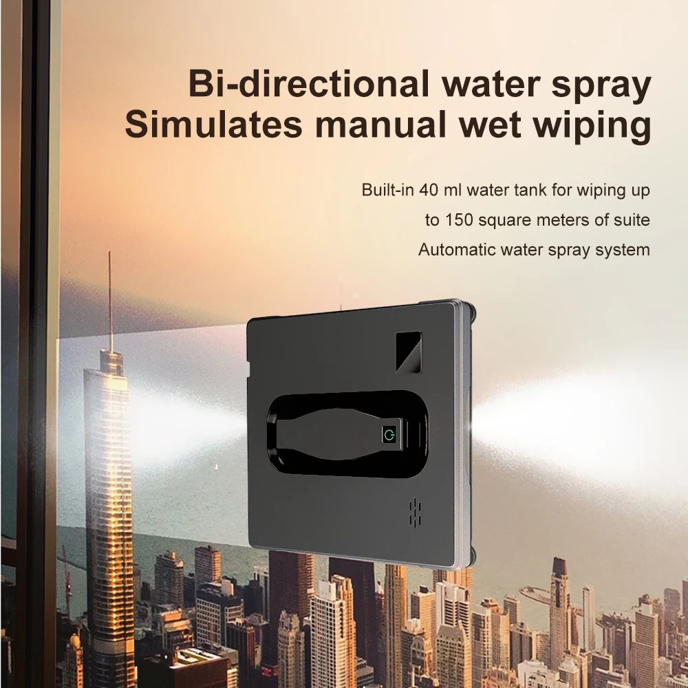 PuRuiKai Robot Window cleaner,Dual Water Spray,Smart Memory,High Vacuum Suction, Laser Sensor, Home Wall Glass Cleaning Robot