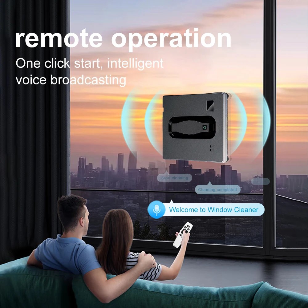PuRuiKai Robot Window cleaner,Dual Water Spray,Smart Memory,High Vacuum Suction, Laser Sensor, Home Wall Glass Cleaning Robot