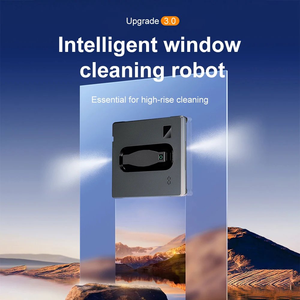 PuRuiKai Robot Window cleaner,Dual Water Spray,Smart Memory,High Vacuum Suction, Laser Sensor, Home Wall Glass Cleaning Robot