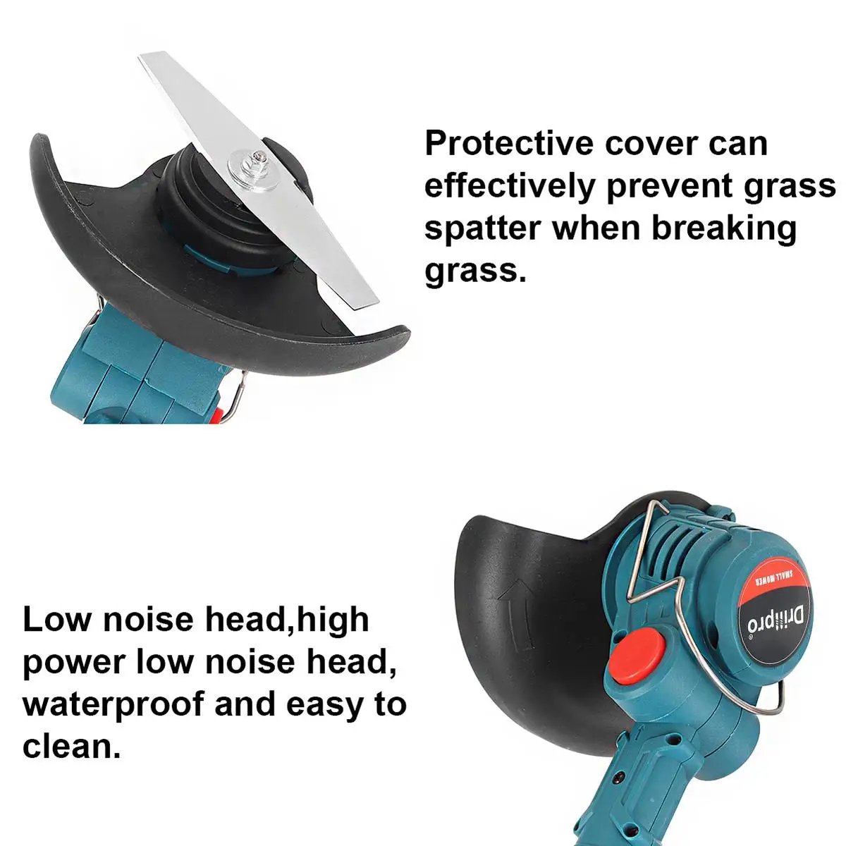 Drillpro 21V 900W Electric Lawn Mower Cordless Grass Trimmer Pruning Garden Tool Rechargeable 2 Batteries for Makita 18V Battery