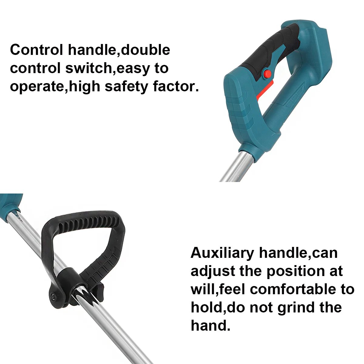Drillpro 21V 900W Electric Lawn Mower Cordless Grass Trimmer Pruning Garden Tool Rechargeable 2 Batteries for Makita 18V Battery
