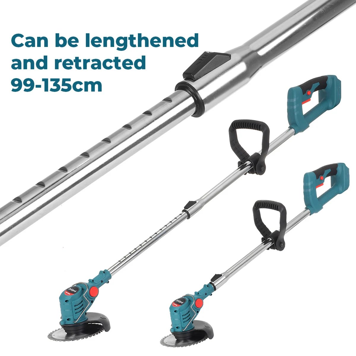 Drillpro 21V 900W Electric Lawn Mower Cordless Grass Trimmer Pruning Garden Tool Rechargeable 2 Batteries for Makita 18V Battery