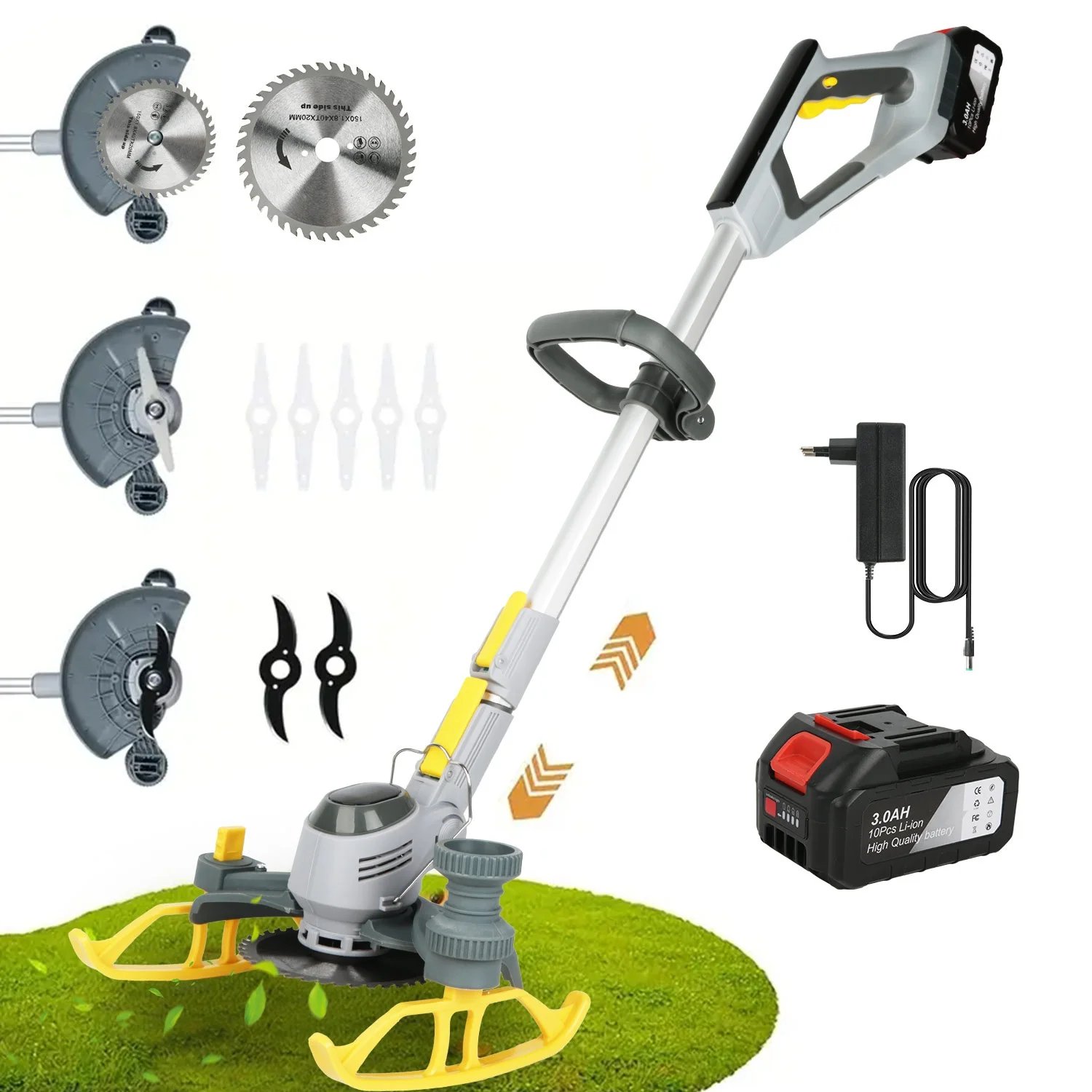 Electric Lawn Mower 21V Cordless Grass Trimmer Length Adjustable Cutter Household Garden Tools Compatible Makita 18V Battery