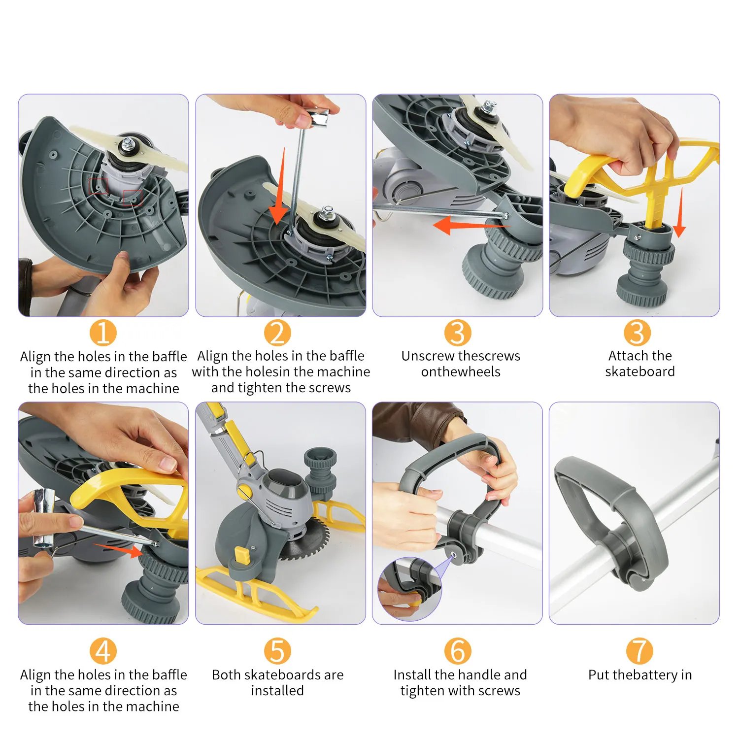 Electric Lawn Mower 21V Cordless Grass Trimmer Length Adjustable Cutter Household Garden Tools Compatible Makita 18V Battery