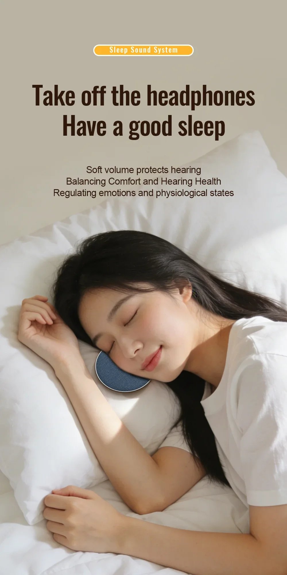 Under Pillow Sleep Speaker Ultra Slim HiFi Noise Reduction Bone Conduction Sound Machine for Deep Sleep Relaxation 2026 New ﻿