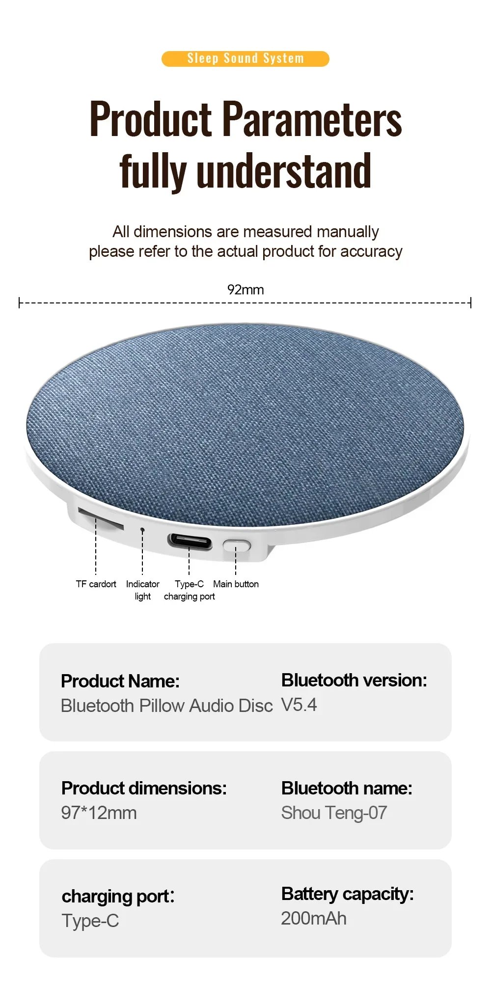 Under Pillow Sleep Speaker Ultra Slim HiFi Noise Reduction Bone Conduction Sound Machine for Deep Sleep Relaxation 2026 New ﻿