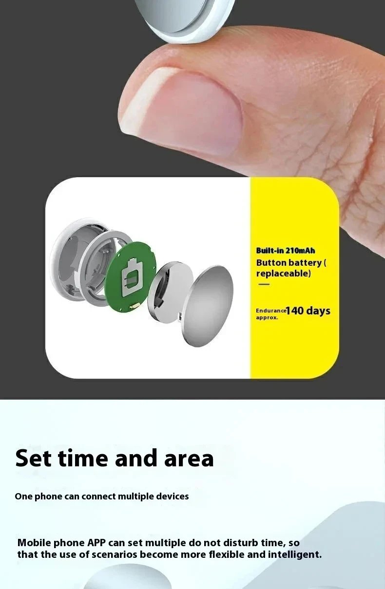 Lenovo Bluetooth GPS Smart Tracker Anti-Lost Reminder Device Bags Elderly Kid Air Tag Tracking Locator For IOS Android Finder