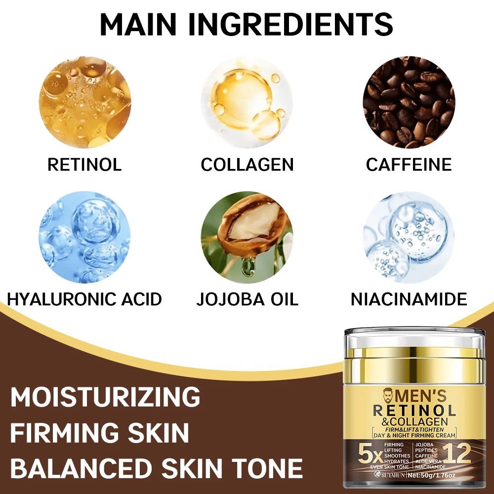 SUYARUN Men's Anti-Aging Face Cream-Firming & Hydrating Moisturizer with SPF 20 | Organic Natural Ingredients for All Skin Type.