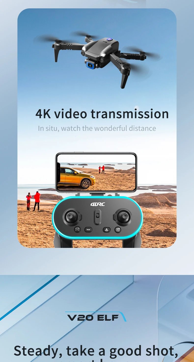 4DRC Mini V20 Drone 4K Professional Dual Camera WIFI FPV Dron Foldable RC Quadcopte Toys Helicopter Children's Gift