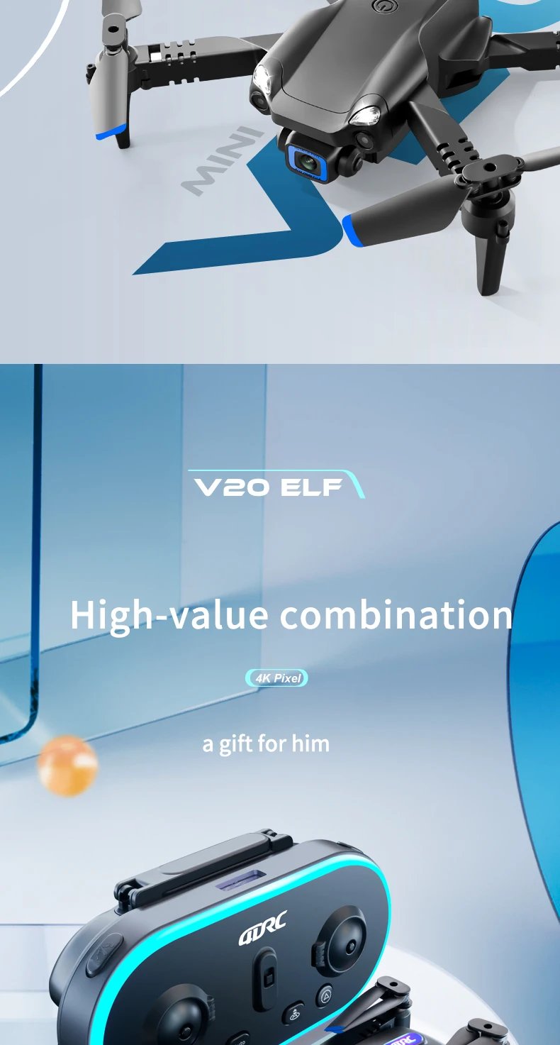 4DRC Mini V20 Drone 4K Professional Dual Camera WIFI FPV Dron Foldable RC Quadcopte Toys Helicopter Children's Gift