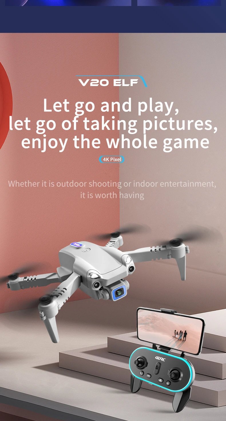 4DRC Mini V20 Drone 4K Professional Dual Camera WIFI FPV Dron Foldable RC Quadcopte Toys Helicopter Children's Gift