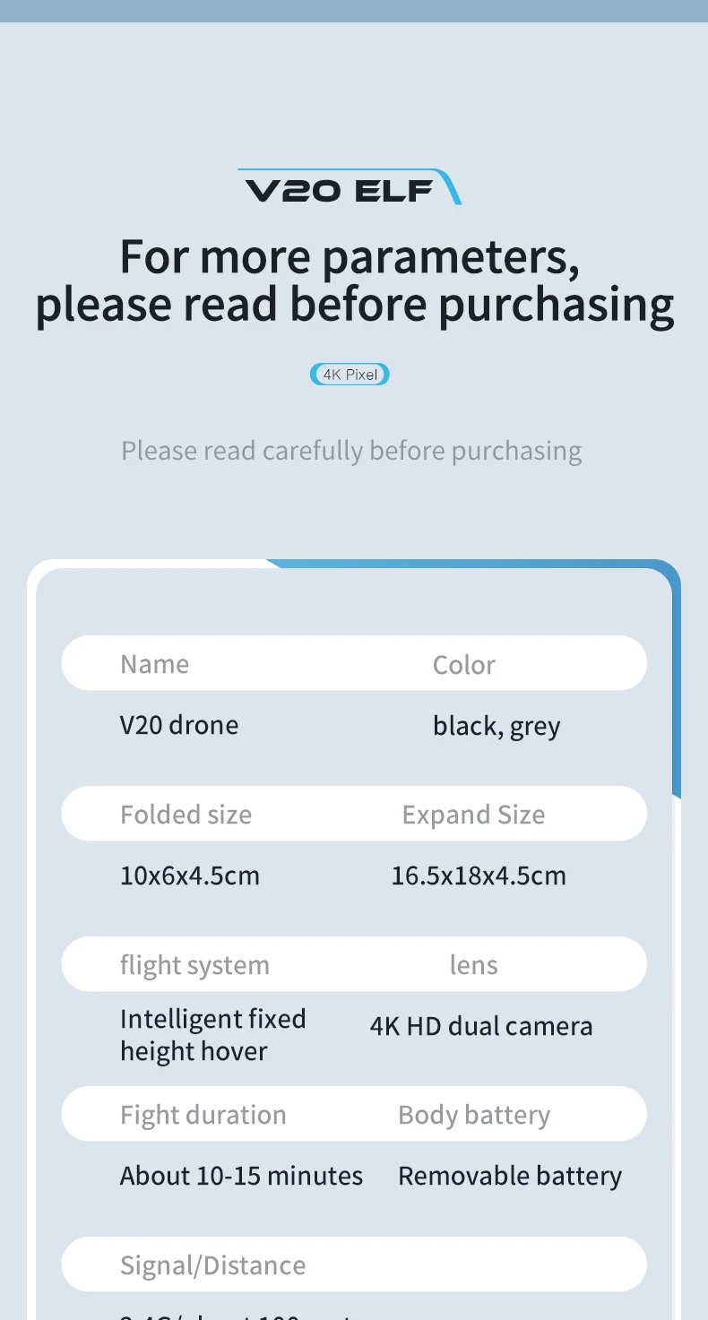 4DRC Mini V20 Drone 4K Professional Dual Camera WIFI FPV Dron Foldable RC Quadcopte Toys Helicopter Children's Gift