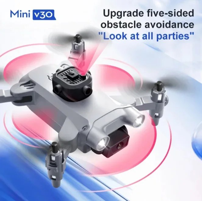 V30 Mini Drone with Camera HD 4K Drones Profesional Five-sided Obstacle Avoidance Helicopter Drone Toy