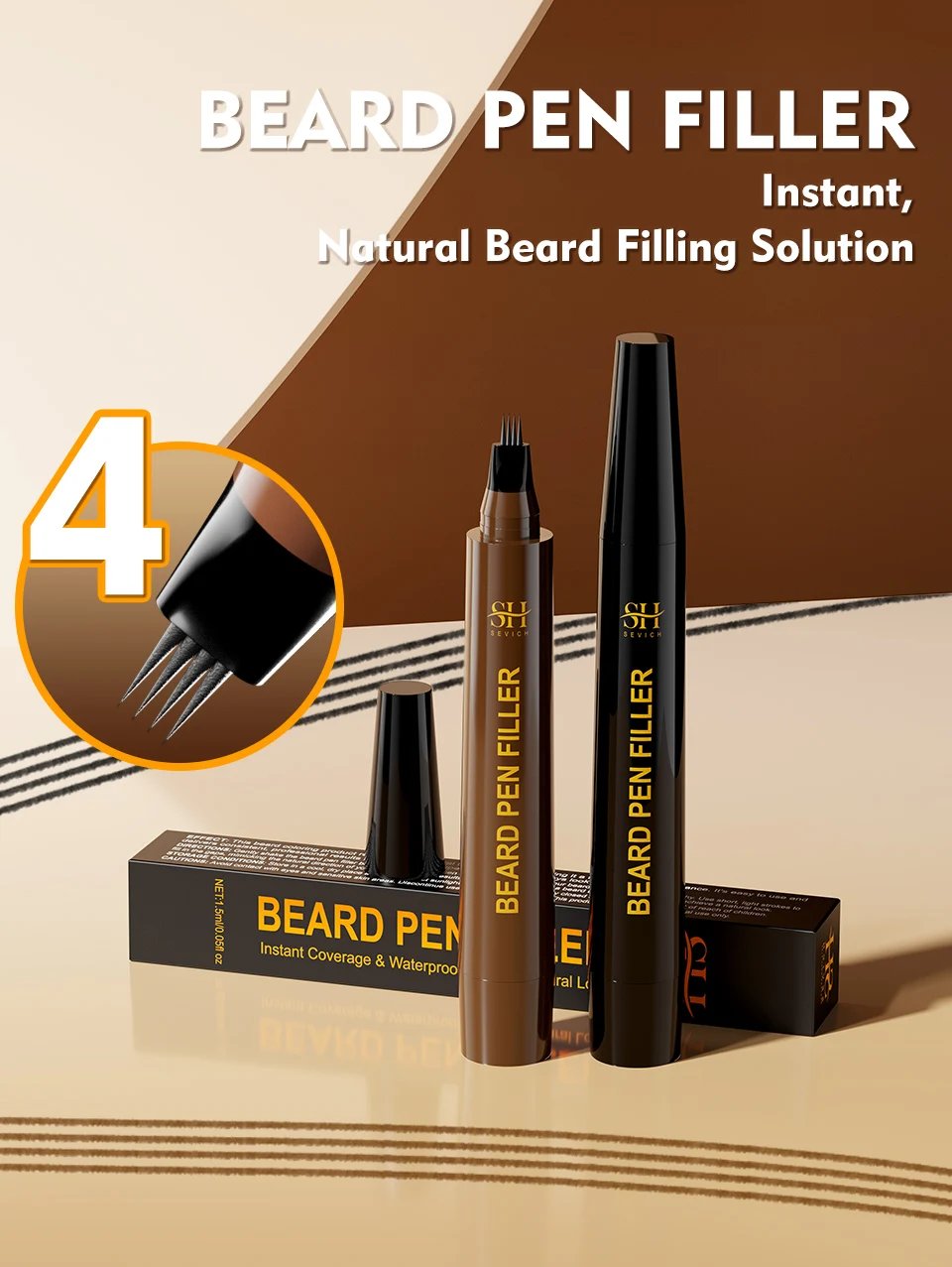 Waterproof Beard Pen Filler Men Moustache Coloring Pen Beard Coloring Filling Enhancer Black Fiber Hair Beard Stuffing Pen Tool