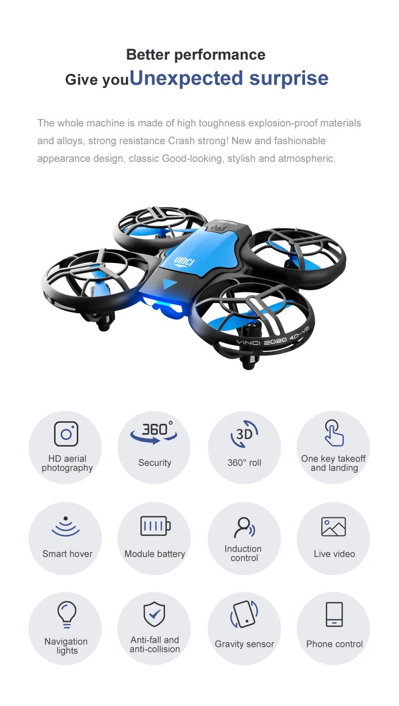 Mini Drone V8 With 4K HD Camera Wifi Fpv Air Pressure Height Maintain Foldable Quadcopter Remote Control Drone Children Boy Toys